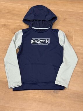 Under Armour Navy and Light Gray Kids Hooded Pullover